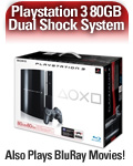 Sony PLAYSTATION 3 80GB System (PS3) - DUALSHOCK 3 controller, Blu-ray DVD Player, HDMI, Bluetooth, USB 2.0, Ethernet, WiFi