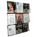 Magazine Wall Rack, 9 Pocket, 27-3/8"x2-7/8"x35-1/4", Clear