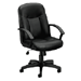 Managerial Mid-Back Chair, 26"x33-1/2"x43", Black Leather