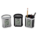Day/Date/Time/Temperature Pencil Cup, W/Alarm, Black Mesh